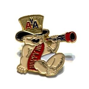 American Airlines Happy New Year Pin Vintage Enamel Rare Baby New Year Holiday
